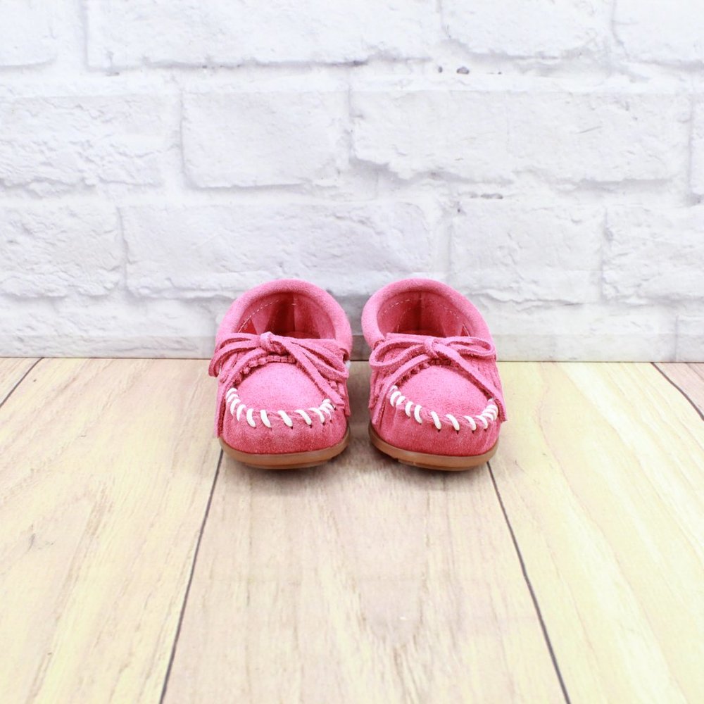 New! Minnetonka Pink Suede Moccasin Slip on Flat Loafer Shoes Size US 8 - Picture 4 of 8